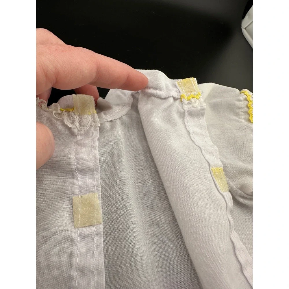 Cabbage Patch Kids Doll Shirt Kids White Lace Trim Yellow Rickrack 1980s Coleco